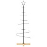 Árbol de Navidad metal negro con base de madera 120 cm 3