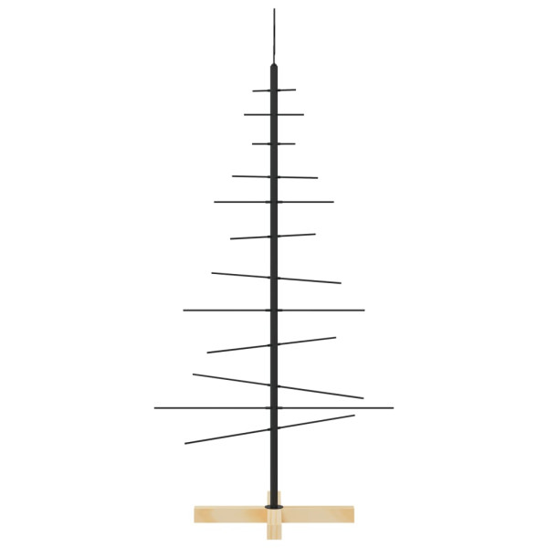 Árvore de Natal de metal com base em madeira 120 cm preto M 4