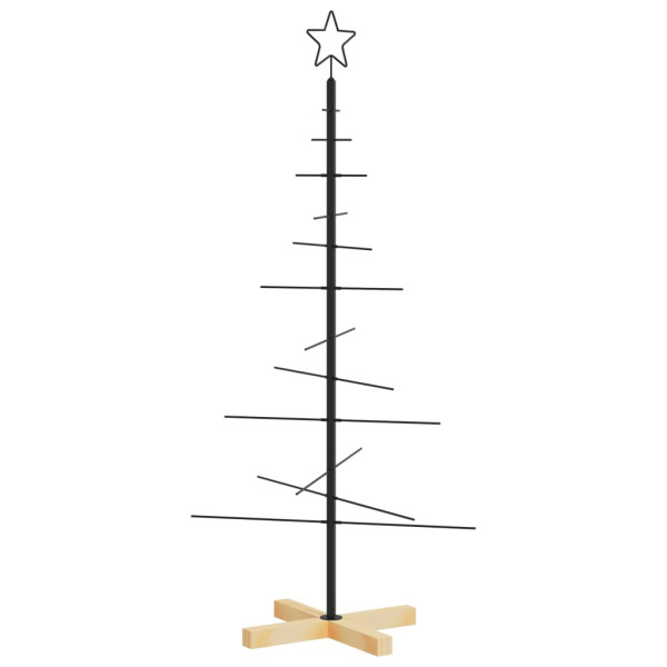 Árvore de Natal de metal com base em madeira 120 cm preto M 5