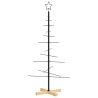 Árbol de Navidad metal negro con base de madera 120 cm 5