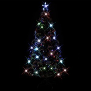 Árvore de Natal artificial com suporte/LED fibra óptica 150 cm H