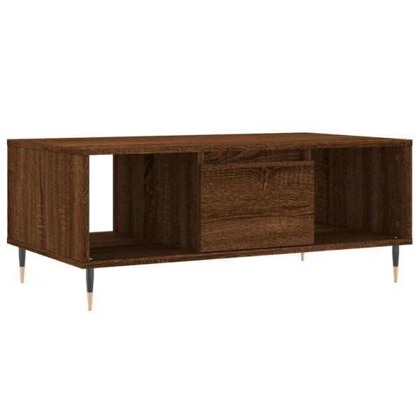 Mesa de centro madera contrachapada marrón roble 90x50x36.5 cm M 2