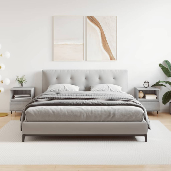 Mesita de noche 2 uds madera ingeniería gris Sonoma 40x35x50 cm D