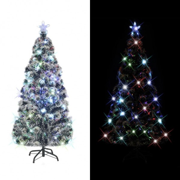 Árbol de Navidad artificial con soporte/LED fibra óptica 210 cm D