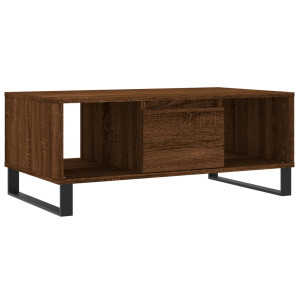 Mesa de centro madera contrachapada marrón roble 90x50x36.5 cm H
