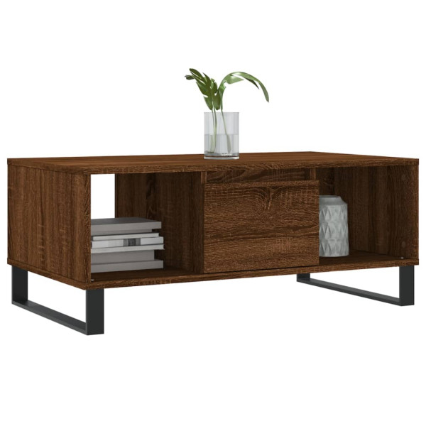 Mesa de centro madera contrachapada marrón roble 90x50x36.5 cm M 3