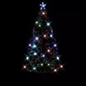 Árbol de Navidad artificial con soporte/LED fibra óptica 210 cm H