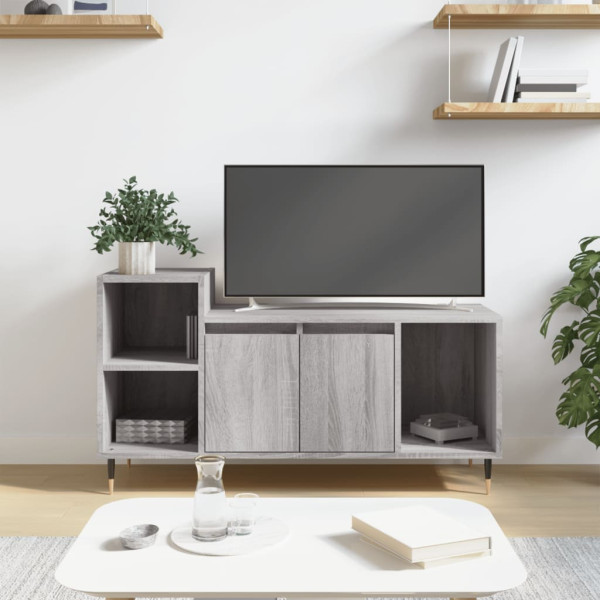 Mueble de TV madera contrachapada gris Sonoma 100x35x55 cm D