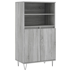 Aparador alto de madera contrachapada gris Sonoma 60x36x110 cm H