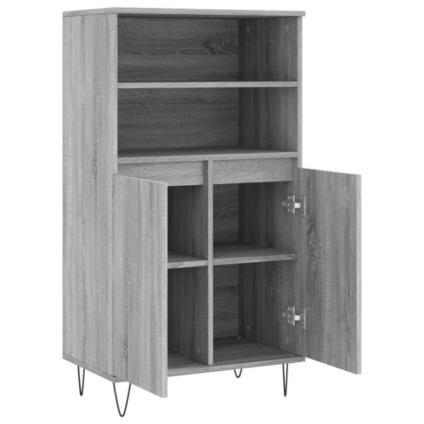 Aparador alto de madera contrachapada gris Sonoma 60x36x110 cm M 5