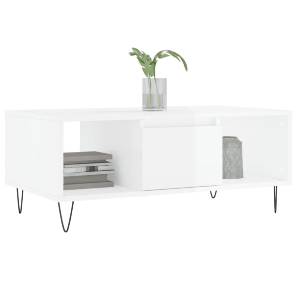Mesa de centro 90x50x36.5 cm derivados madeira branco brilhante M 3
