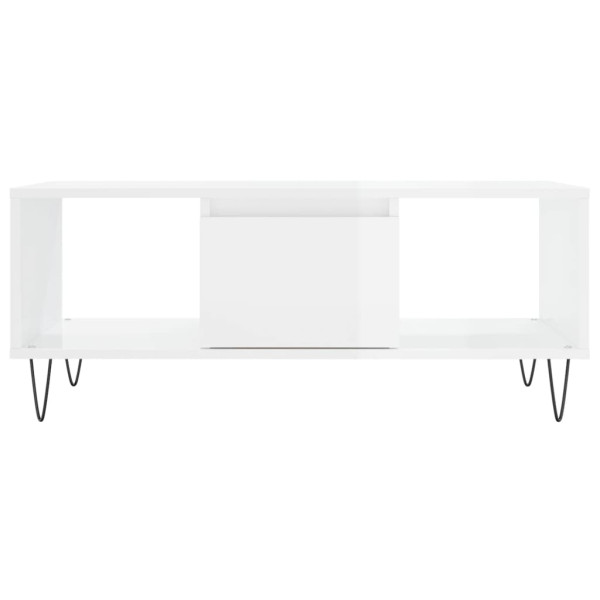 Mesa de centro madera contrachapada blanco brillo 90x50x36.5 cm M 5