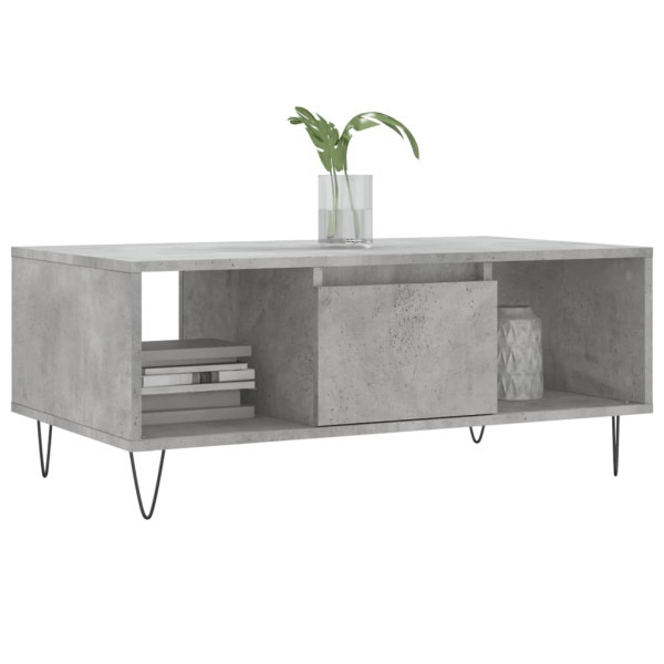 Mesa de centro madera contrachapada gris hormigón 90x50x36.5 cm M 3