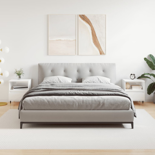 Mesitas noche 2 uds madera ingeniería blanco brillo 40x35x50 cm D