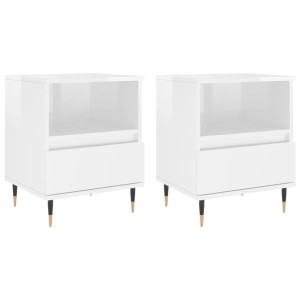 Mesa de cabeceira 2 pcs derivados de madeira branco brilhante H