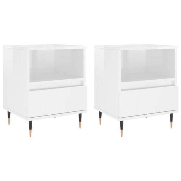 Mesa de cabeceira 2 pcs derivados de madeira branco brilhante M 2