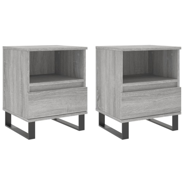 Mesita de noche 2 uds madera ingeniería gris Sonoma 40x35x50 cm M 2