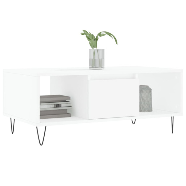 Mesa de centro madera contrachapada blanco 90x50x36.5 cm M 3