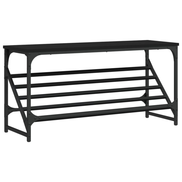 Mueble zapatero de madera de ingeniería negro 90x30x45 cm M 2
