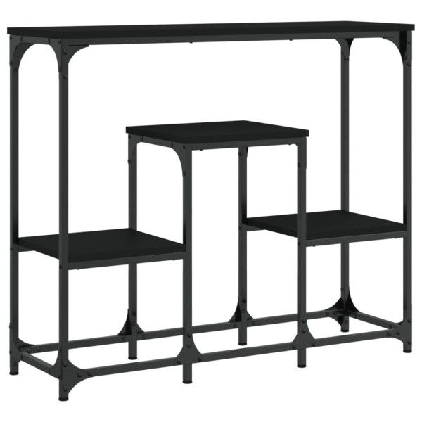 Mesa consola de madera de ingeniería negra 89.5x28x76 cm M 2
