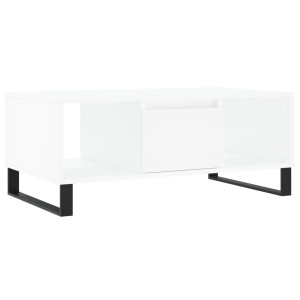 Mesa de centro madera contrachapada blanco 90x50x36.5 cm H