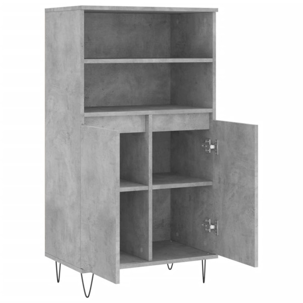Aparador alto madera contrachapada gris hormigón 60x36x110 cm M 5