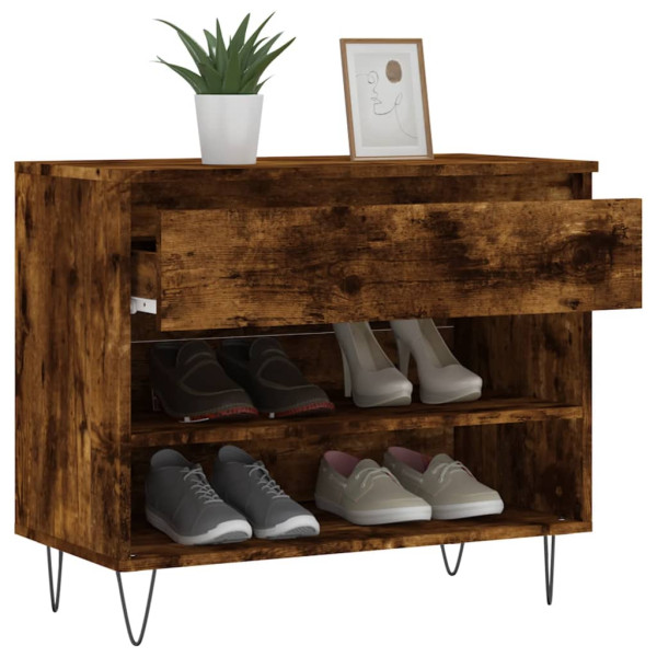 Mueble zapatero madera contrachapada roble ahumado 70x36x60 cm M 4