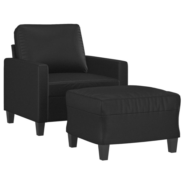 Sillón con taburete cuero sintético negro 60 cm M 3