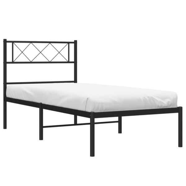 Estrutura de cama com cabeceira 90x190 cm metal preto M 3