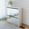 Mueble zapatero 2 niveles y espejo blanco 63x17x67 cm 1