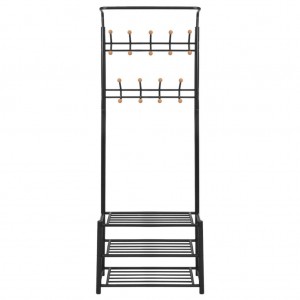 Suporte para roupas com sapateira 68x32x182.5 cm preto H