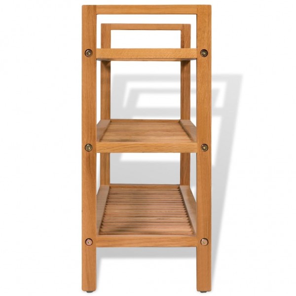 Zapatero con 3 estantes madera maciza de roble 100x27x60 cm M 3