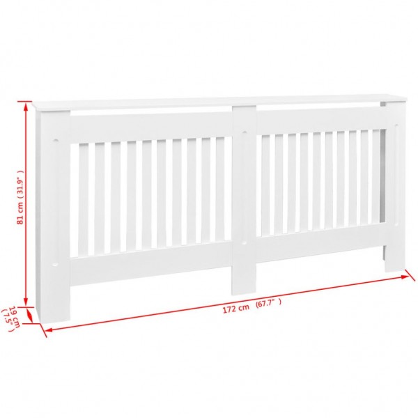 vidaxl Cobertura de radiador MDF 172 cm branco M 4
