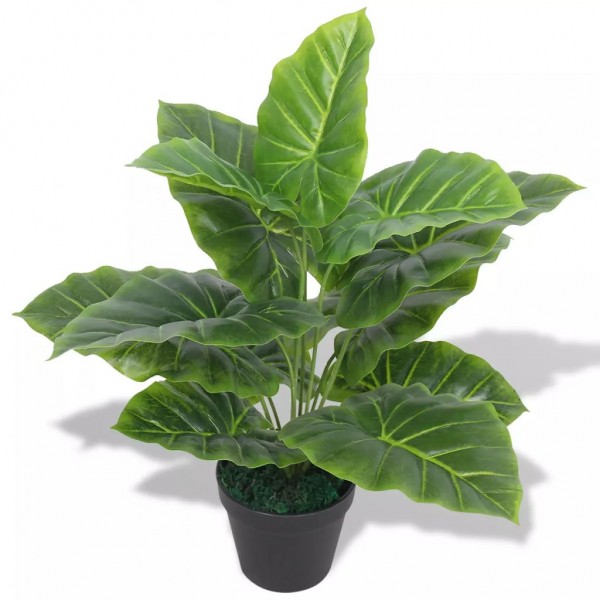 Planta de taro artificial con macetero verde 45 cm D