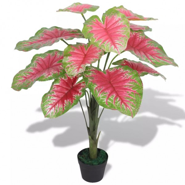 Planta caladium artificial con macetero 85 cm verde D