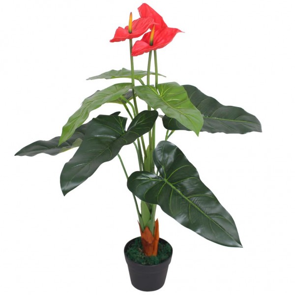 Planta de anturio artificial con maceta 90 cm roja y amarilla D