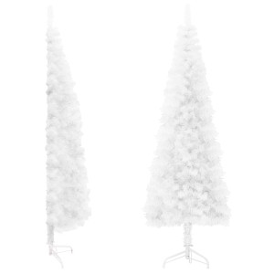 Medio árbol de Navidad artificial con soporte blanco 210 cm H