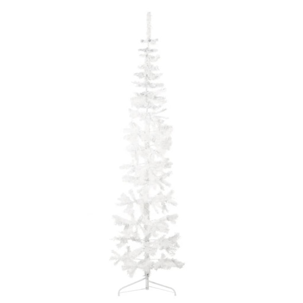 Meia árvore de Natal fina com suporte 240 cm branco M 4