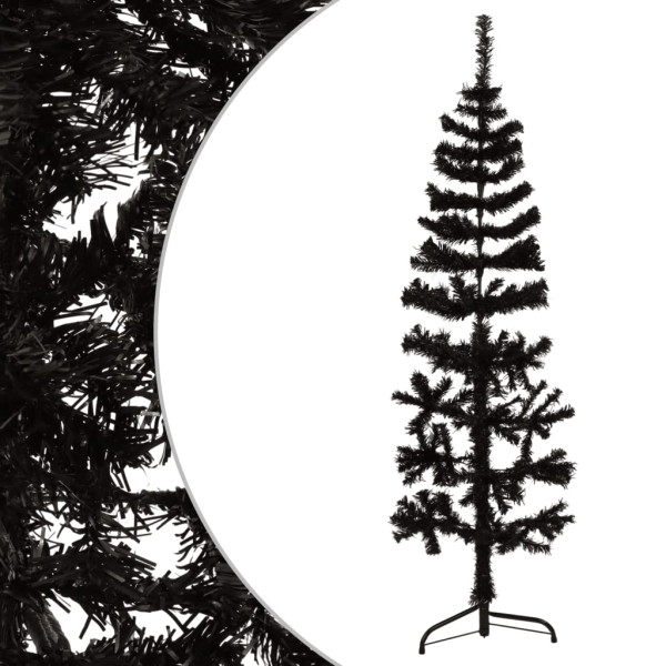 Medio árbol de Navidad artificial con soporte negro 150 cm D