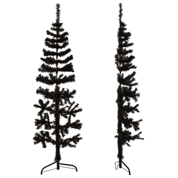 Medio árbol de Navidad artificial con soporte negro 150 cm M 4