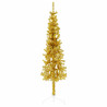Medio árbol de Navidad artificial con soporte dorado 120 cm 4