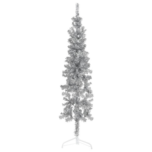 Medio árbol de Navidad artificial con soporte plateado 180 cm M 4