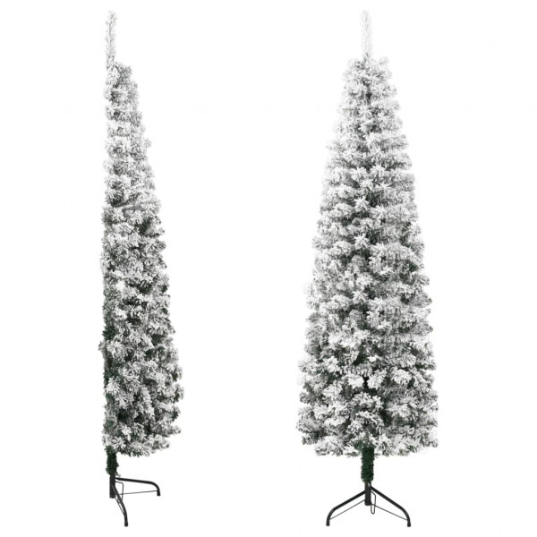 Meia árvore de Natal fina com flocos de neve 180 cm M 2
