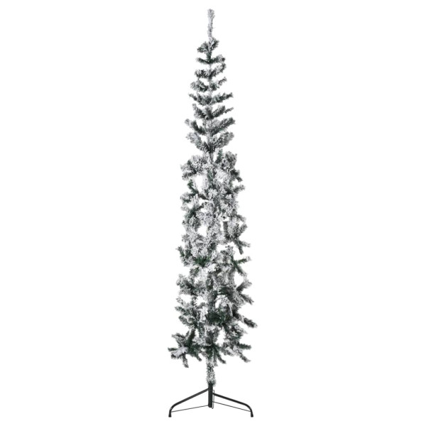 Meia árvore de Natal fina com flocos de neve 180 cm M 4