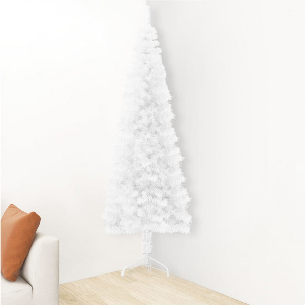 Medio árbol de Navidad artificial con soporte blanco 180 cm M 3