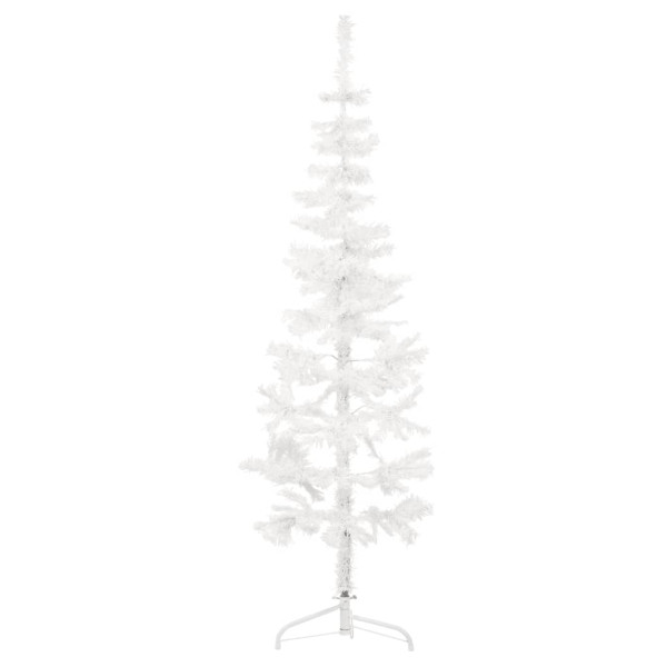 Meia árvore de Natal fina com suporte 120 cm branco M 4