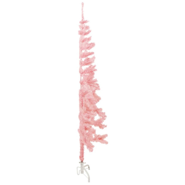 Medio árbol de Navidad artificial con soporte rosa 150 cm M 3