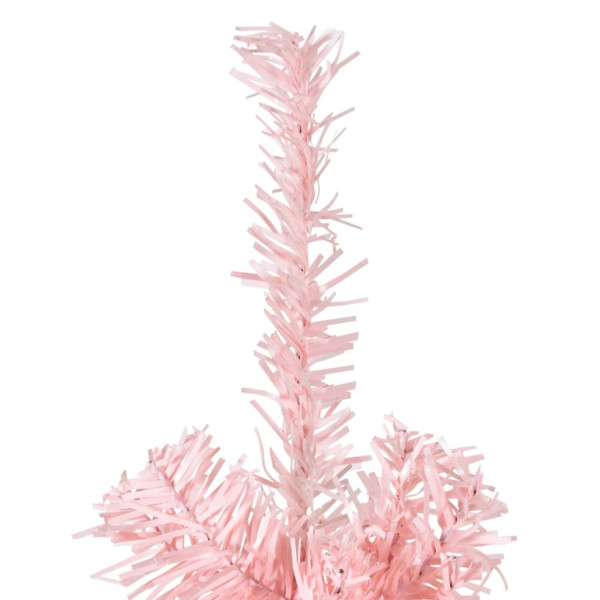 Meia árvore de Natal fina com suporte 210 cm rosa M 4