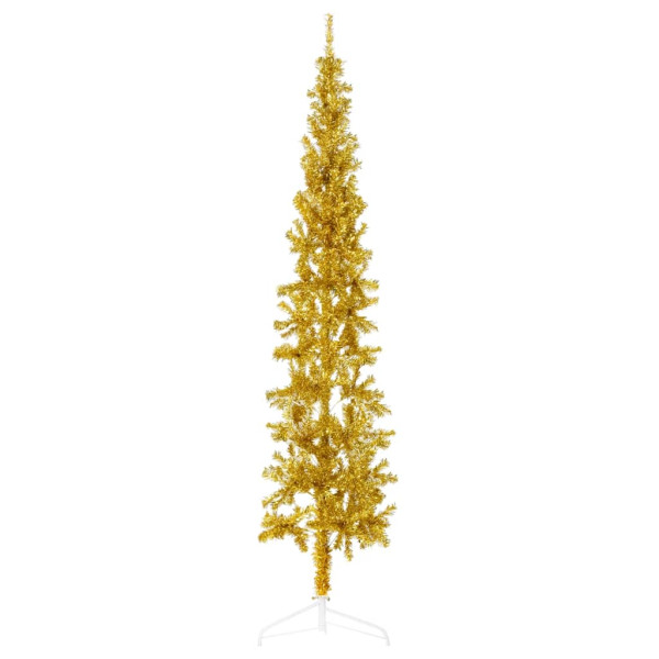 Meia árvore de Natal fina com suporte 240 cm dourado M 4
