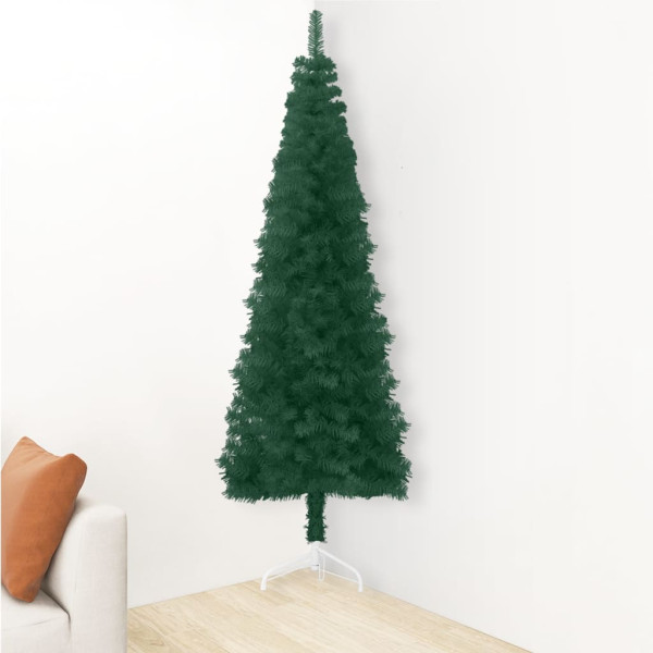 Meia árvore de Natal fina com suporte 180 cm verde M 3
